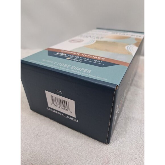 NWT Copper Infused Fit Core/Waist Shaper Back Support Sz.L/XL 34”to 42" Beige - Picture 5 of 5